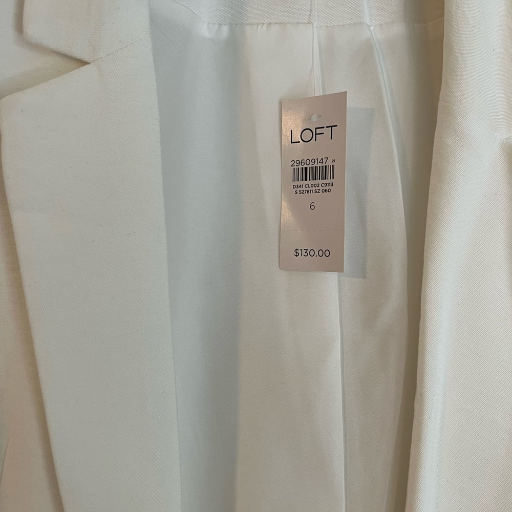 Loft 3/4 sleeve white (antique white) blazer new with tags